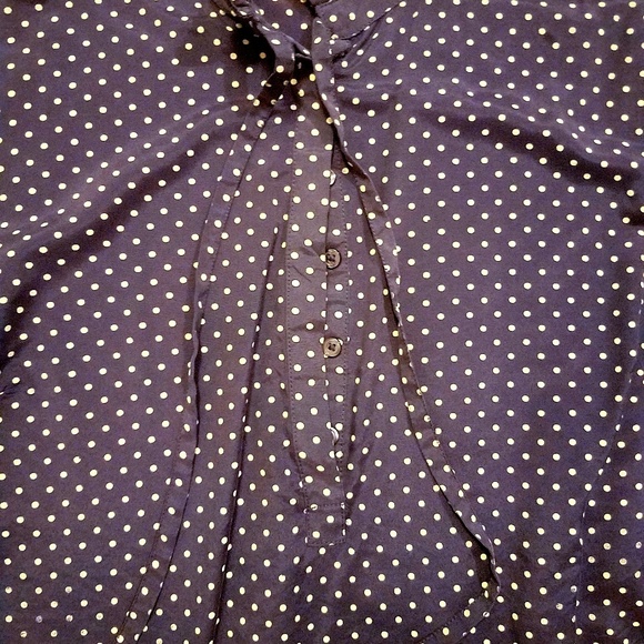 Navy, white polka dot long sleeve pull over blouse - Picture 4 of 7